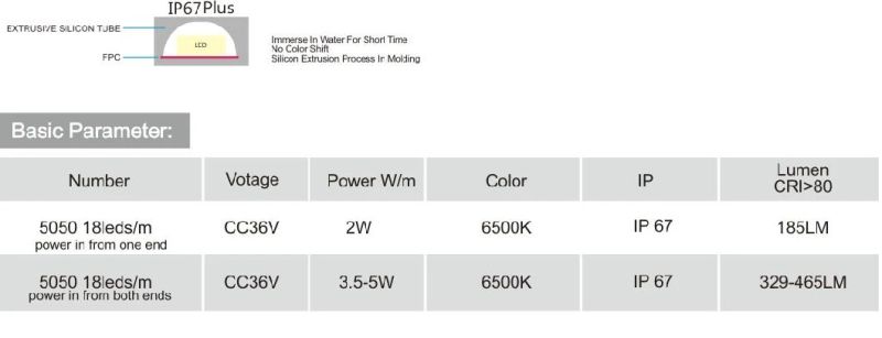 68m IP67 Good Quality 5050SMD 1800-6500K Single/RGB/CCT LED Strips with Male and Female Connnector, Ce, RoHS Support