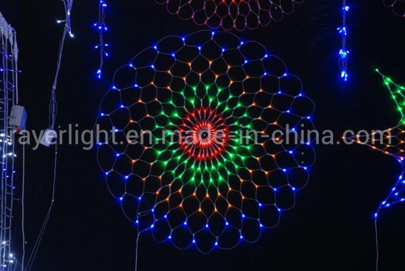 Outdoor Xmas Street Garden Festival Decoration Round Chasing Effect LED Net Christmas Light