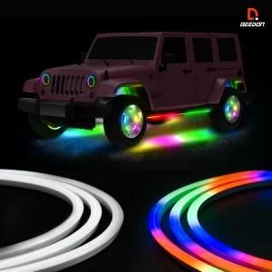 4PCS 12inch/30cm Color Chasing LED Neon Flex Lights Flexible Strip Light for RV Camping Car Boat 4X4