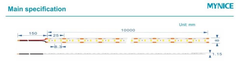 10m/Roll 100lm/W DC12V SMD2835 LED Flexible Ribbon Tape LED Strip