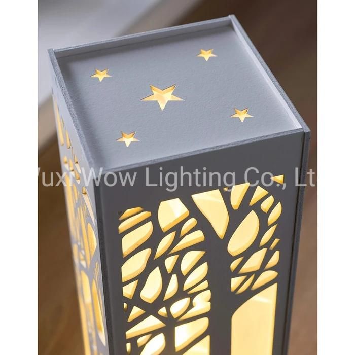 Christmas Lantern with Reindeer Scene - White