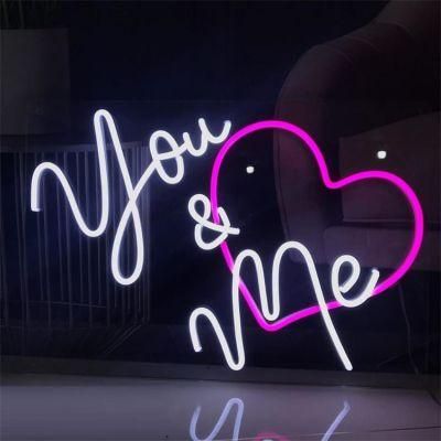 Drop Shipping Words Wall Light Flex Custom Light You and Me LED Neon Lighting for Love Wedding