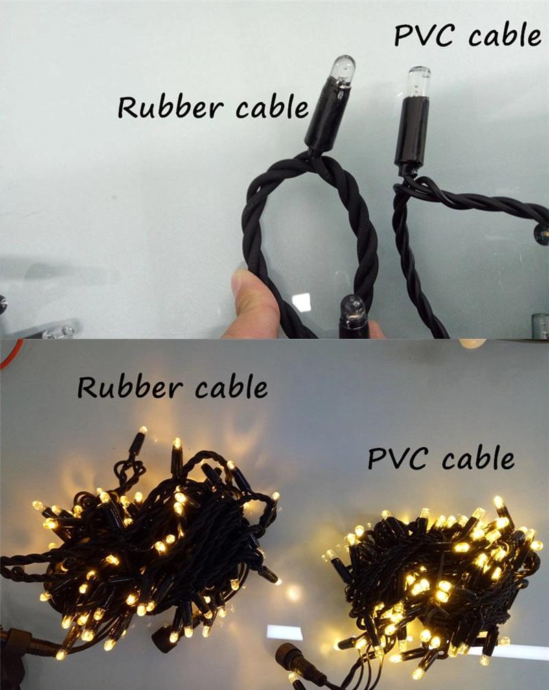 Durable White Rubber Cable IP68 LED String Light with White Black Green Cable