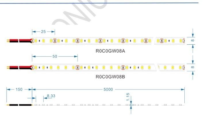 DC24V Slim 8mm Width Narrow PCB LED Flexible Rope Light Strip