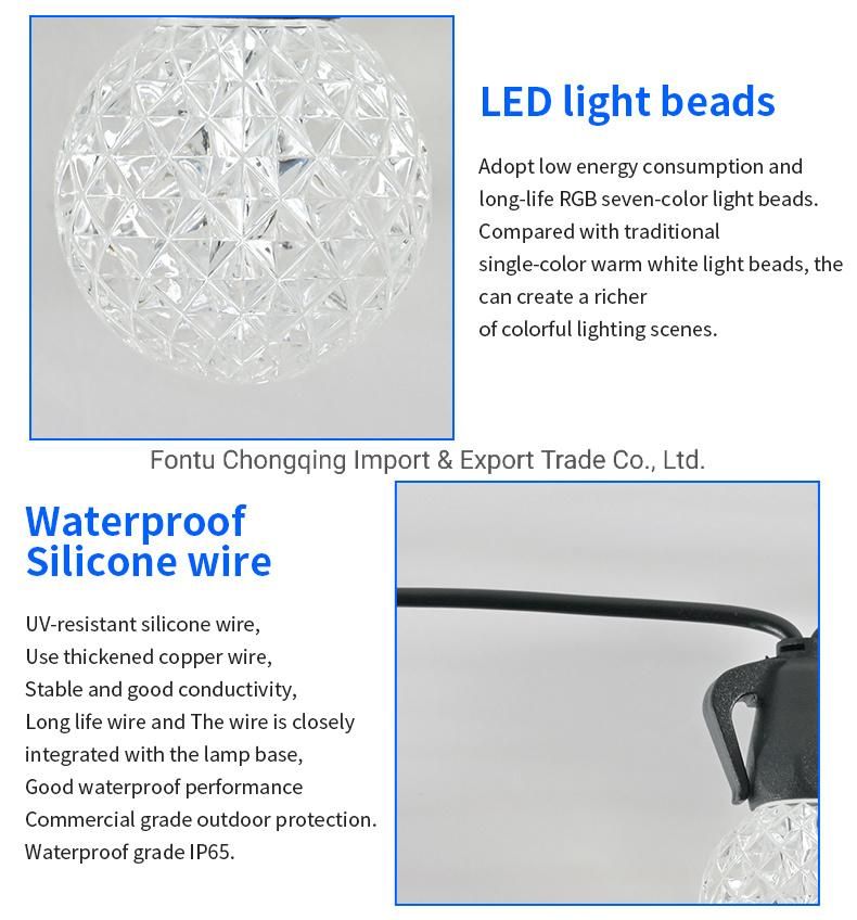 S14 G40 Smart LED String Light Ball, RGB 16 Million Colours Twinkle Lights, APP Control Crystal Ball Lights for Garden Holiday etc