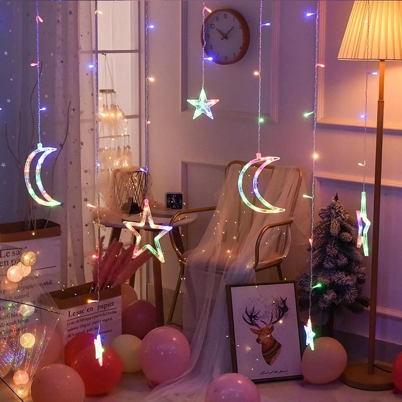 Christmas Decoration Light LED String Lighting Moon Star LED Curtain Light Christmas Window Fairy String Lights