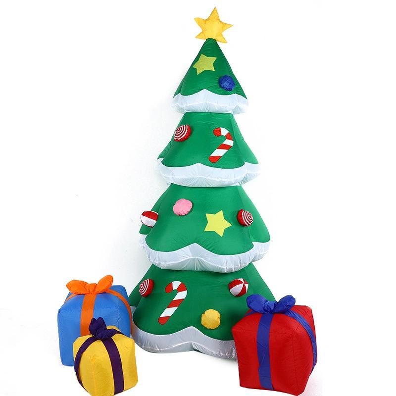 Christmas Inflatable Santa Claus on Sleigh with 3 Reindeer & Christmas Tree Light