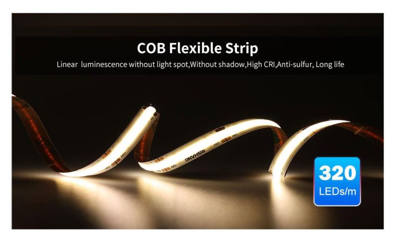 High Lumen No DOT LED Light 512PCS/M Dimmable Flexible COB LED Strip