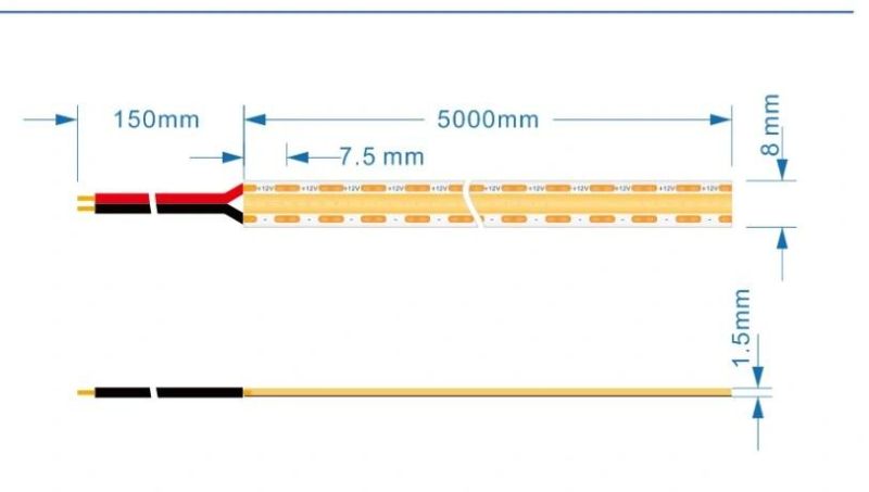 7.5mm Ultra-Dense Cutting 528LEDs/M Ra90 LED Flexible COB Strip