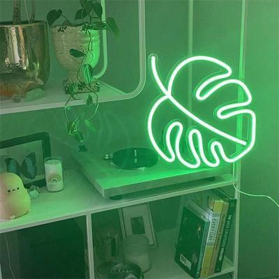 Drop Shipping Artistic Bedroom Custom Logo Monstera Leaf LED Light Flex Neon Sign