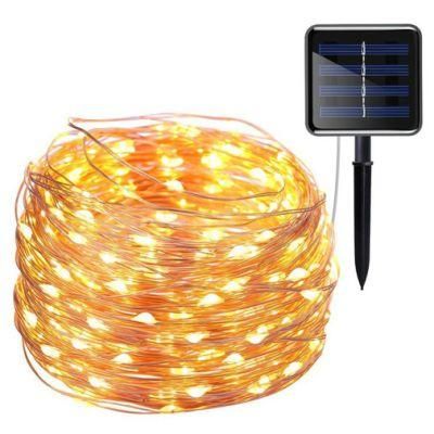 8 Modes 100/200/400 LED Solar Copper Wire String Lights for The New Year Christmas Party Decoration 10m/20m/400m