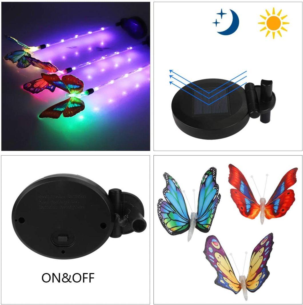 Fiber Optic Butterfly Decorative Lights with a Purple LED Light Stake