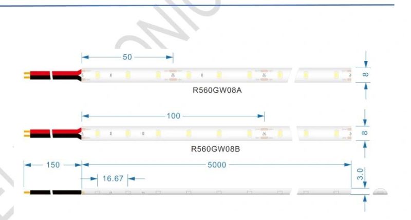 IP54 Silicon Waterproof DC12V 60LEDs/M 50mm Cut Unit LED Flexible Strip