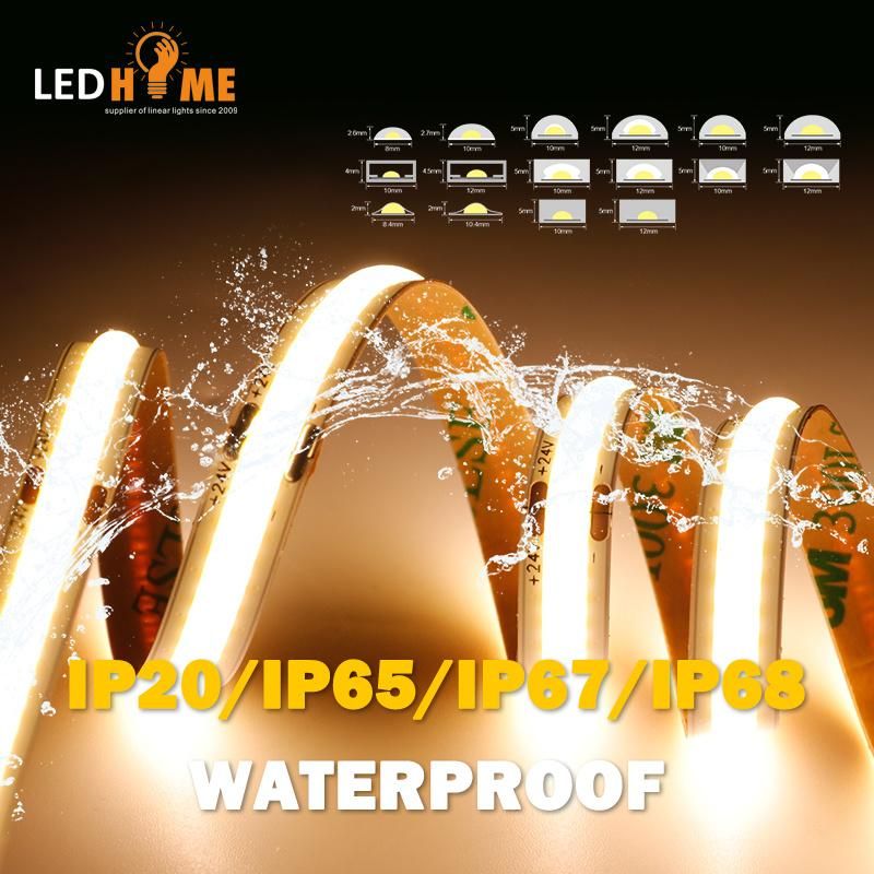 High Density COB Strip LED Kit Touch Dim PWM Dimmer 8mm Strip LED Lights