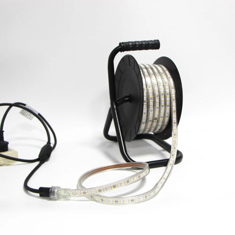 Portable CE High Lumen 220V/230V Double Line 15m 2835-180p Linkable Design LED Strip Light Waterproof 3000K