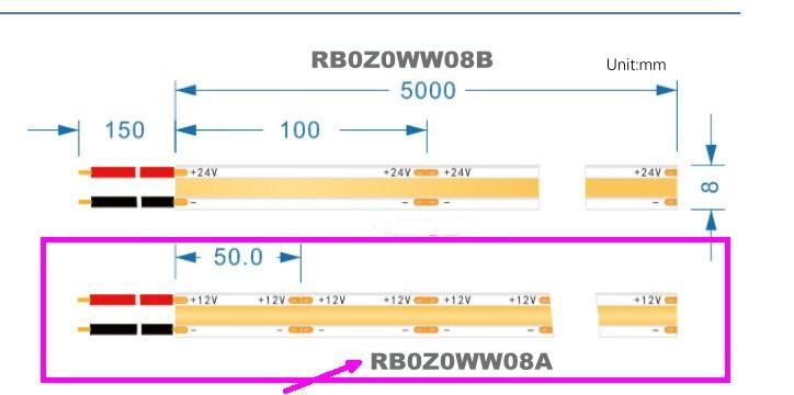 8mm Width 320LEDs/M DC12V LED COB Strip