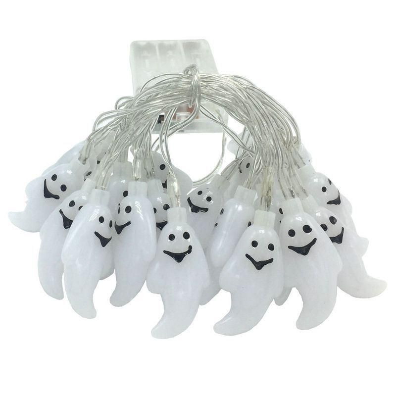 LED Halloween Decoration Light String Ghost Hanging Light Gauze White Gauze Skull String Light Easter Day Battery Light