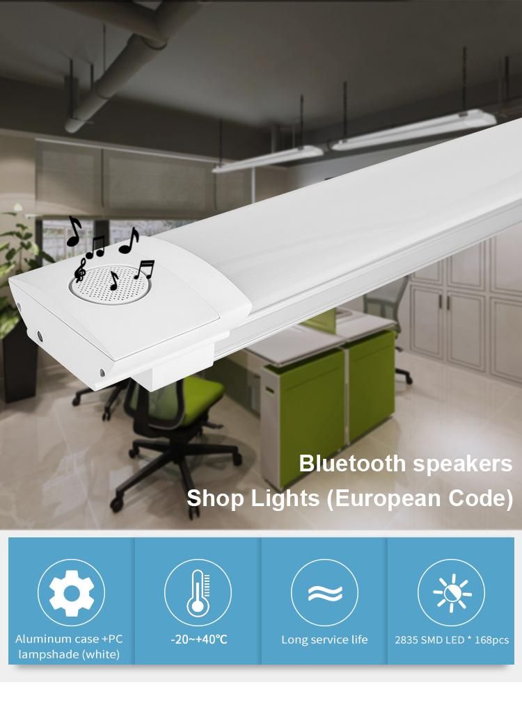 APP Control 230V 1.2m Supermarket Lighting with Bluetooth Speaker LED Shop Light