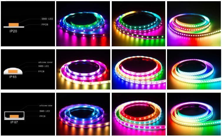 High Quality Digital Addressable 38mm Pixel Ws2812 DC5V 60LEDs Flexible Neon Strip Light 5050 Waterproof