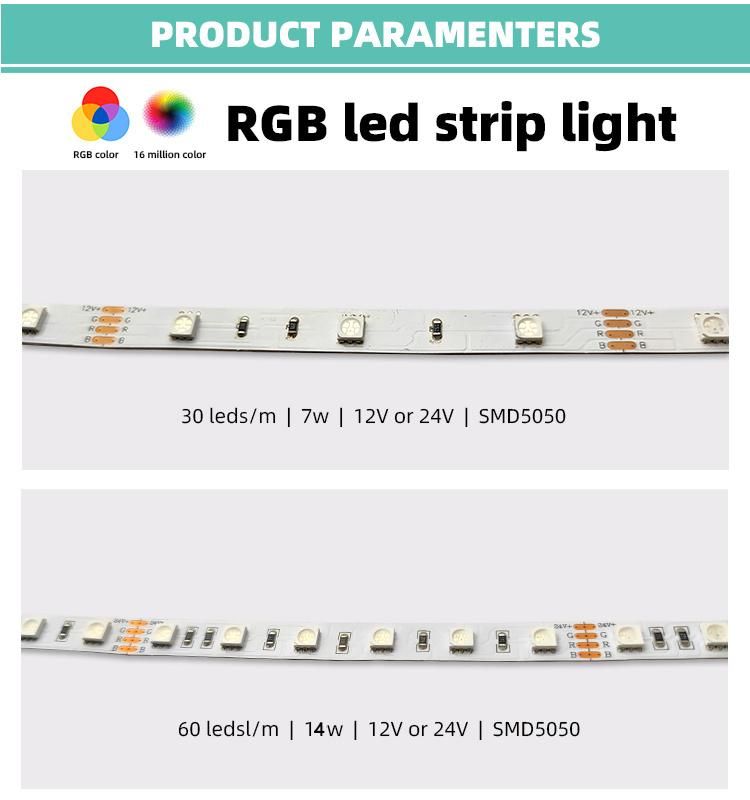 Hot Sale 5m 10m 12V 24V Flexible RGB LED Strip Lights