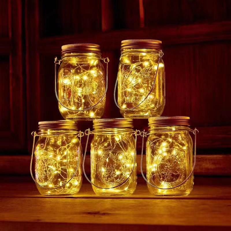 IP65 Waterproof Hanging Glass Solar Mason Jar Fairy Lights for Decor Home