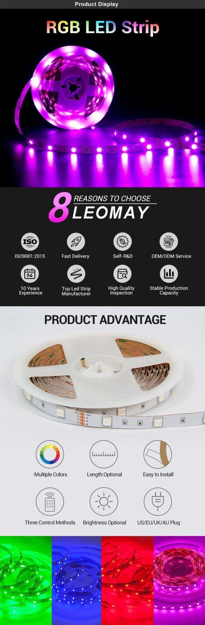 Wholesale Led Strip Light CE RoHS UL 14.4w 5050 RGB Led Strip 12V IP65 Waterproof Flexible Led Strip