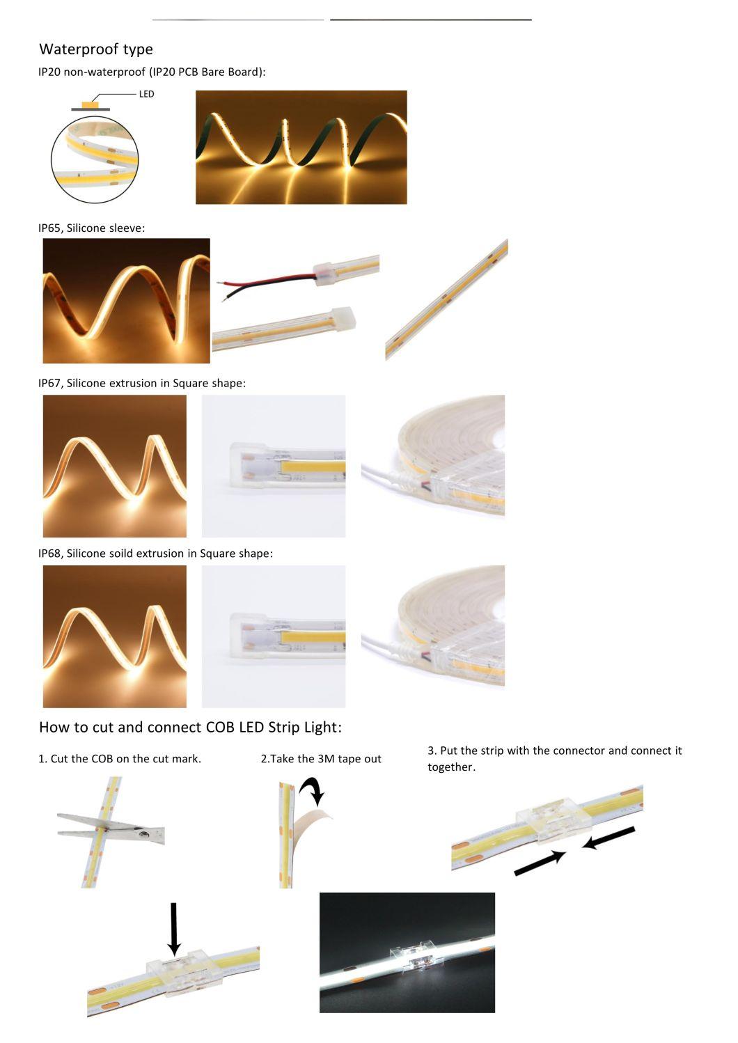 High CRI90 12W LED COB Strip Light 12W DOT Free for Any Size Al Profile