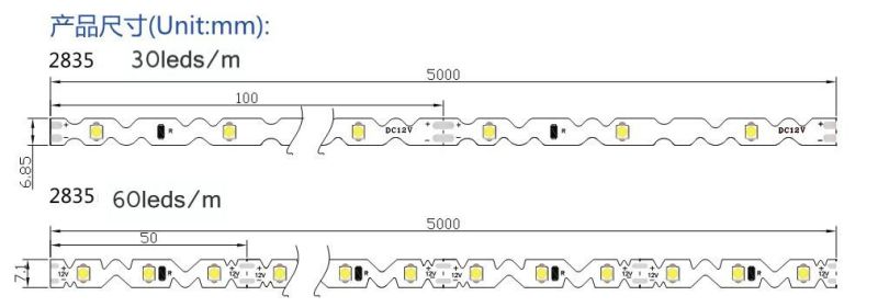 Zig Zag 60LEDs/M 8mm S-Type LED Tape Strip