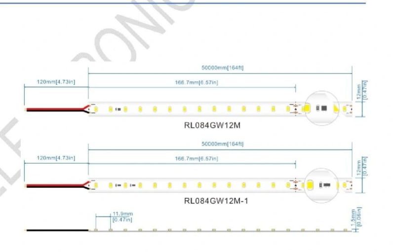 12mm Width 50m Single End Power Supply 100lm/W LED Flexible Strip