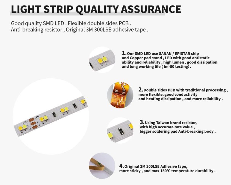 CCT Dual Color Light SMD2835 LED Strip for Cabinet Mirror House