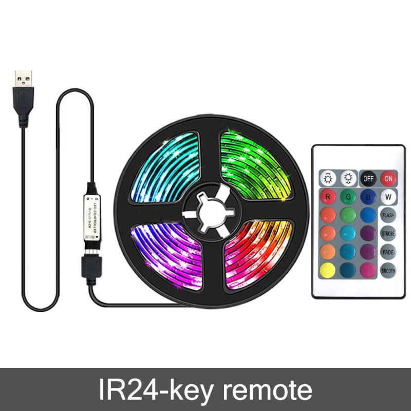 24 Key IR Remote APP Control Music Sound Sensor 5V USB Power 5050 RGB LED Strip Light for TV Backlight