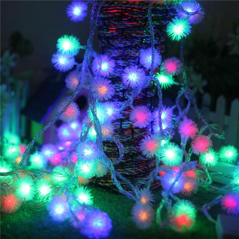 Dandelion Thorn Ball Christmas Ornament Feather Ball Winter Ornament LED Feather Ball Color Light Battery Lamp USB Lamp String