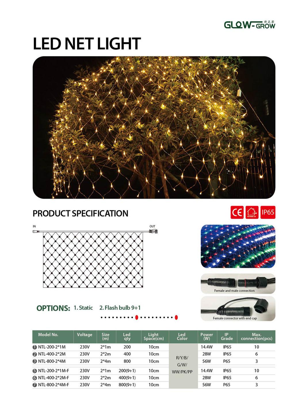 IP65 Waterproof Yellow 2m*2m 400LED 110V 220V Christmas LED Net Mesh String Light for Home Holiday Garden Tree Event Xmas Decoration