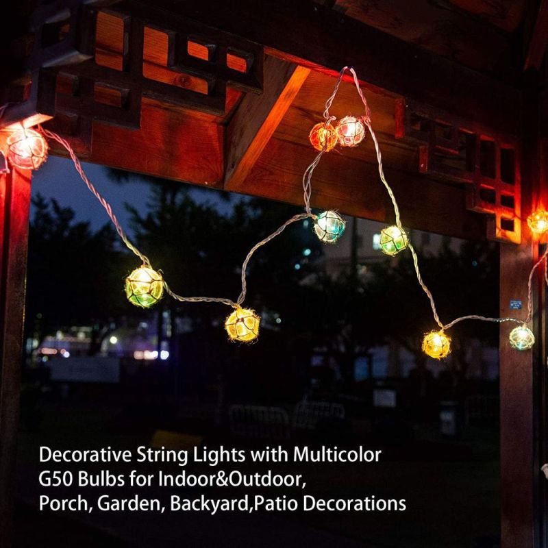 Nautical Fishing Float Patio String Lights, Beach Themed Buoy Multicolor Ball String Lights