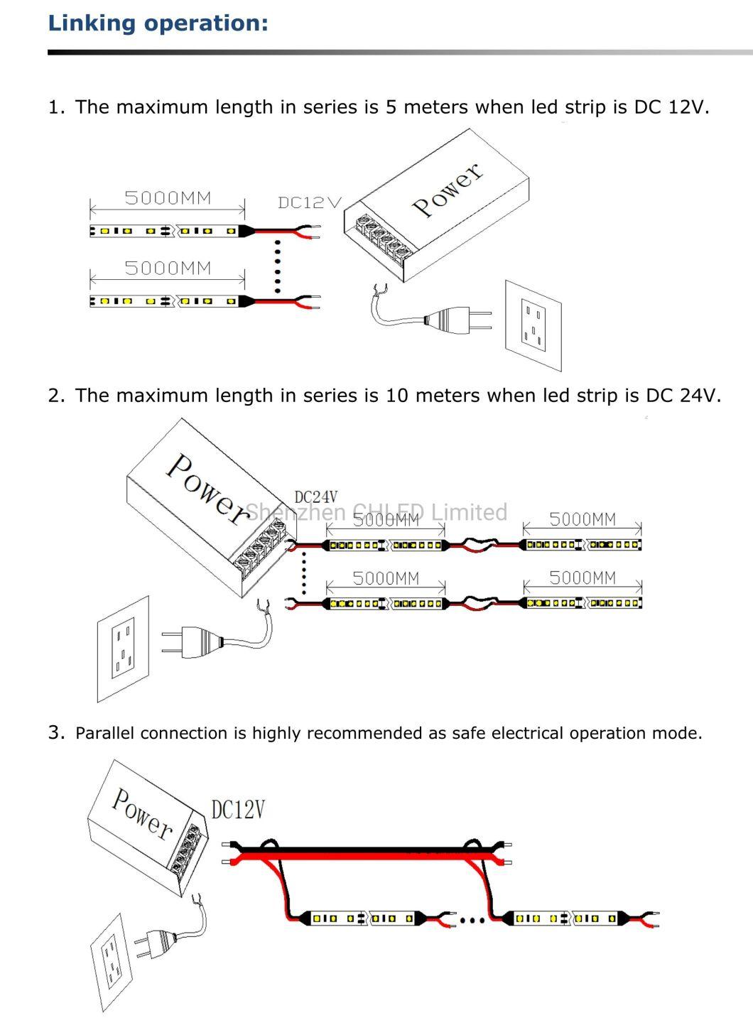 One Bin Flexible 12V/24V 60LED/M SMD3528 2835 LED Strip Light for LED Linear Light