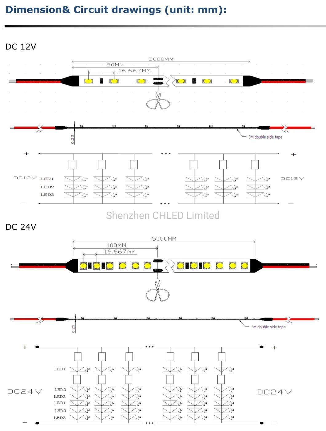 SMD2835 LED 140LEDs/M 14.4W/M DC24V for Christmas Decoration Light