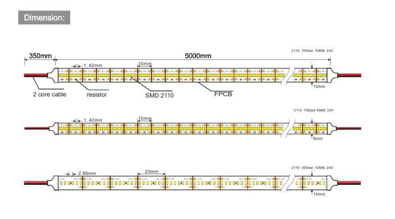 SMD2110 Strip Light 336LEDs with Double Row 3000K and 6000K