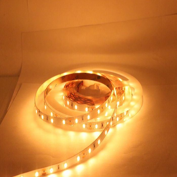 ETL CE RoHS IP20 SMD2835 60LEDs/M 8mm Width DC 12V 24V Warm White 3000K Light Flexible Strip LED Lamp