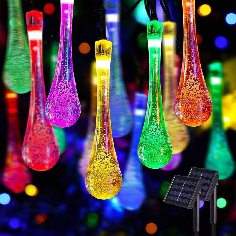 Solar String Lights Outdoor Crystal Globe Decorative Light Strings Waterproof Solar Powered Patio String Lights