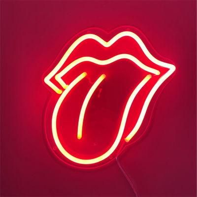 No MOQ Drop Shipping Advertising Unbreakable Acrylic Frame 12V Custom Lips LED Neon Sign