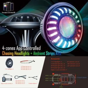 Color Changing LED Car Interior Extrior Neon Strip Lights &amp; Jeep Wrangler LED Headlight Combo