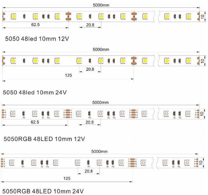 Ultra Homogeneous Warm White Non-Waterproof 5050 48LEDs/M LED Strip with Ce RoHS Certification