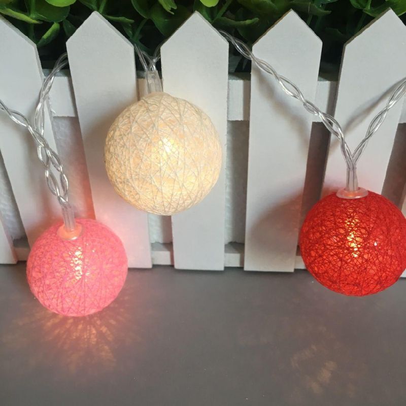 Indoor Wicker Rattan Ball Fairy Lights with 16 Warm White LEDs