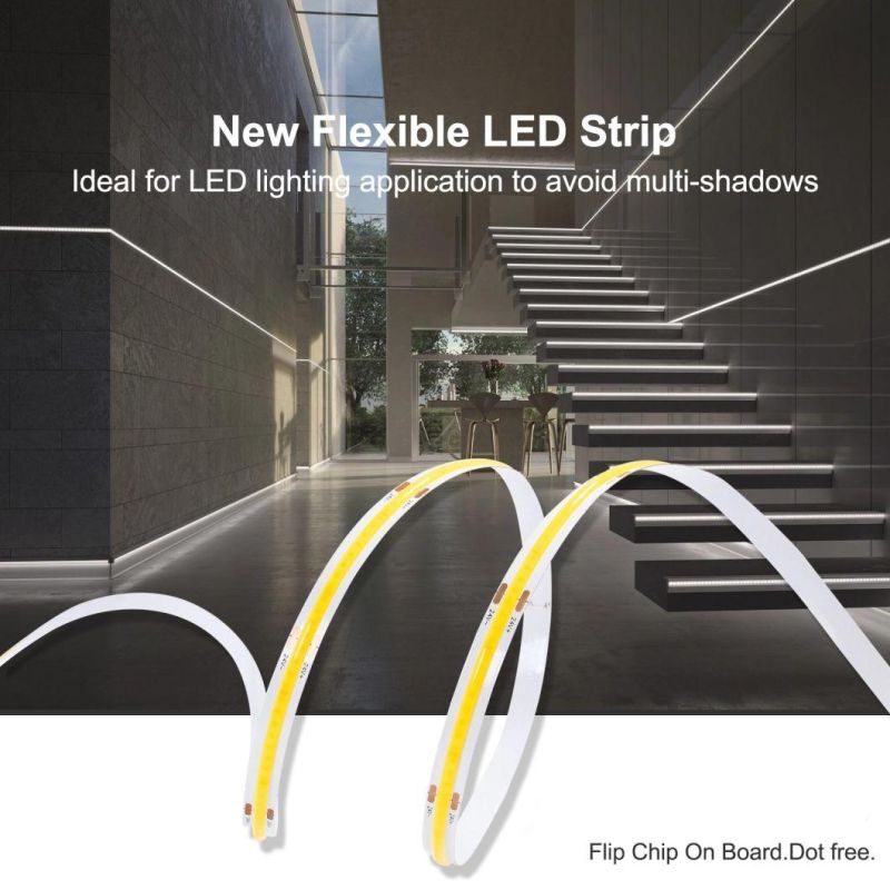 New Develop Economical Durable 480LEDs/M DC24V CRI90 8mm 10W/M 3000K 6000K Flex LED COB Strip