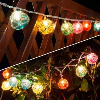 Nautical Fishing Float Patio String Lights, Beach Themed Buoy Multicolor Ball String Lights