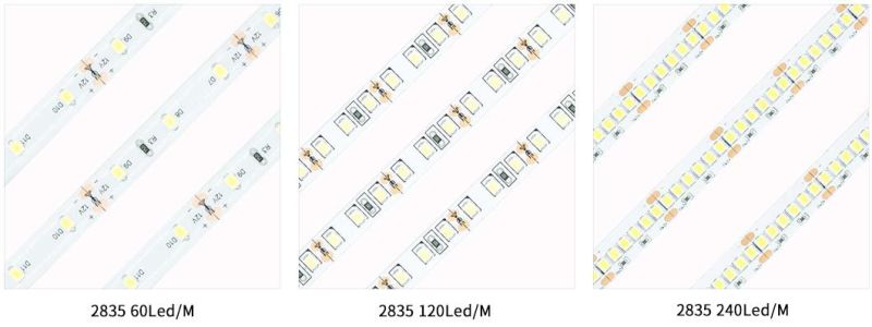 24V Flexible High Ra 90 160lm Per Watt Warm White 2835 High Efficiency Dimmable LED Strip Light