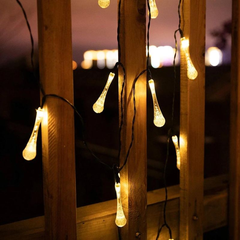 Waterproof Outdoor Solar String Lights Water Drop Solar Powered Lights