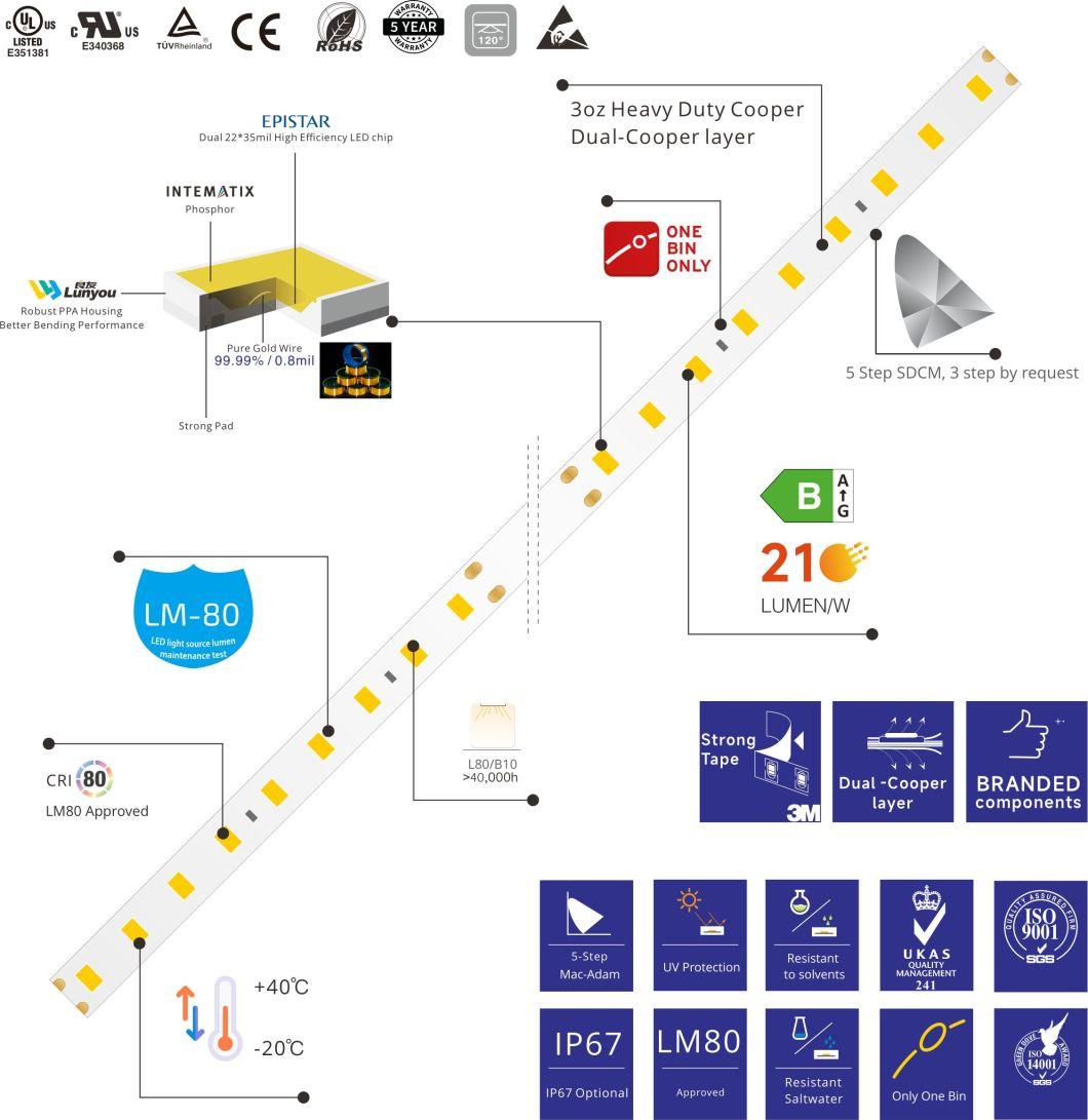 UL CE Certified High Efficiency 200lm/W Waterproof LED Strip