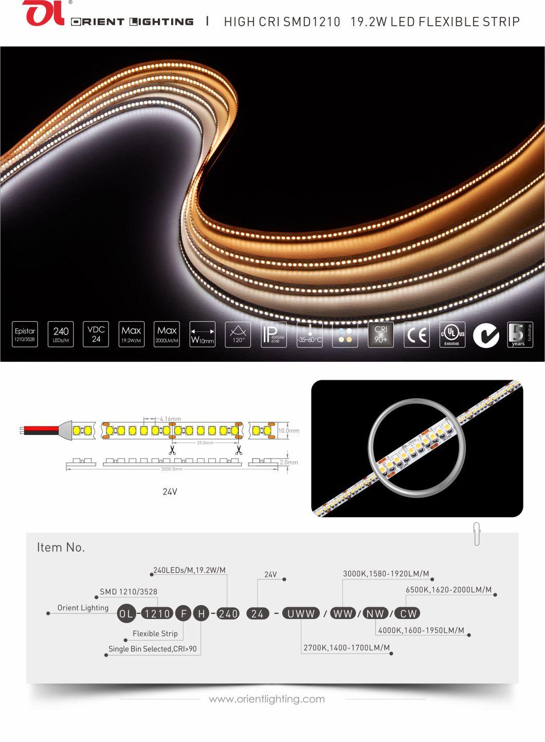 High CRI 1210 240LEDs/M Single Line High Density LED Strip Light