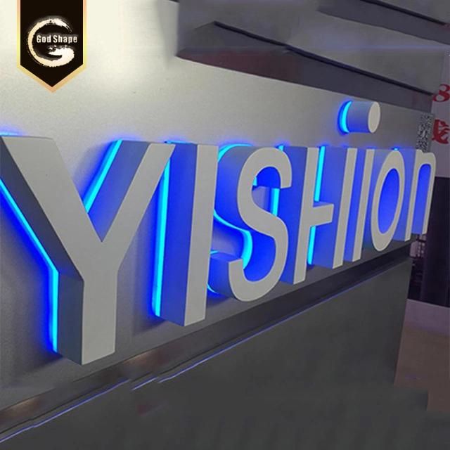 Outdoor or Indoor 3D Custom Metal Stainless Steel Halo Lit Letter Illuminated LED Backlit Logo Sign